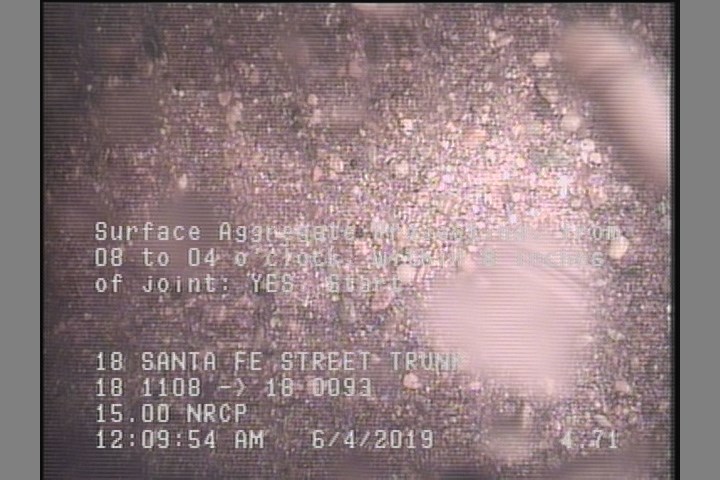 Surface Aggregate Projecting, from 08 to 04 o'clock, within 8 inches of joint: YES, Start