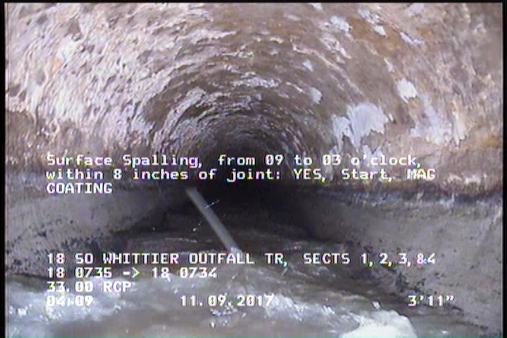 Surface Spalling, from 09 to 03 o'clock, within 8 inches of joint: YES, Start - MAG COATING