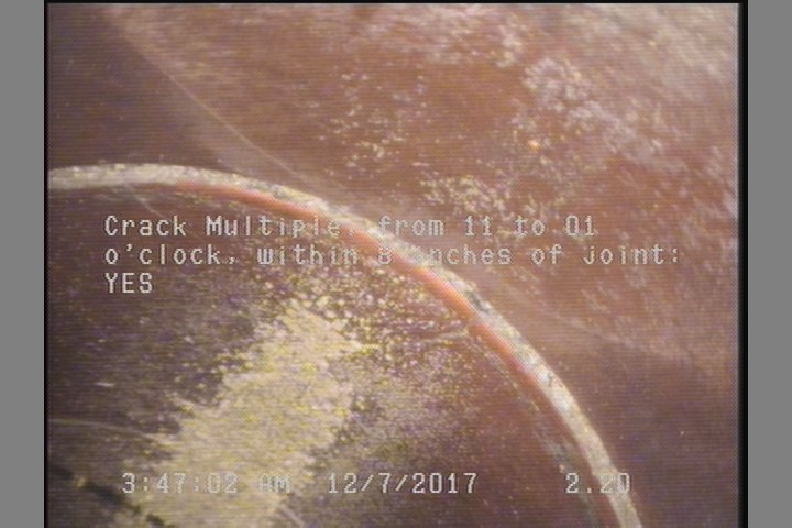 Crack Multiple, from 11 to 01 o'clock, within 8 inches of joint: YES