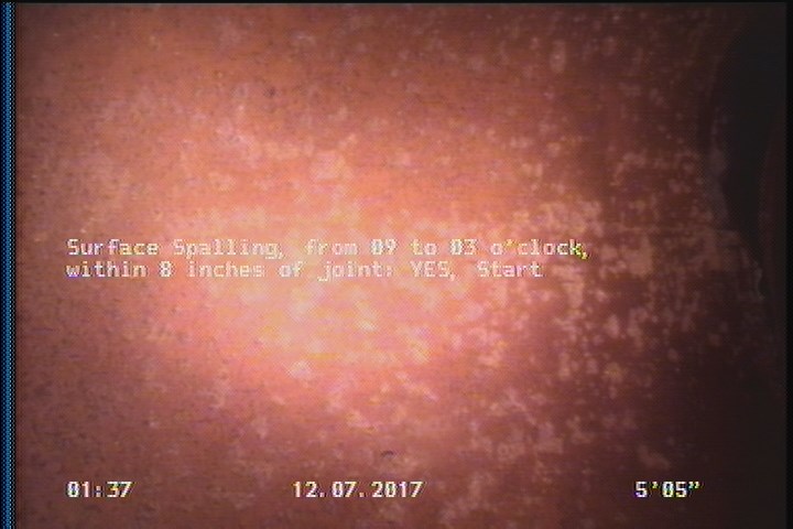 Surface Spalling, from 09 to 03 o'clock, within 8 inches of joint: YES, Start