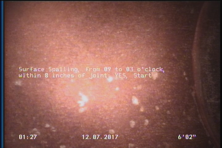 Surface Spalling, from 09 to 03 o'clock, within 8 inches of joint: YES, Start