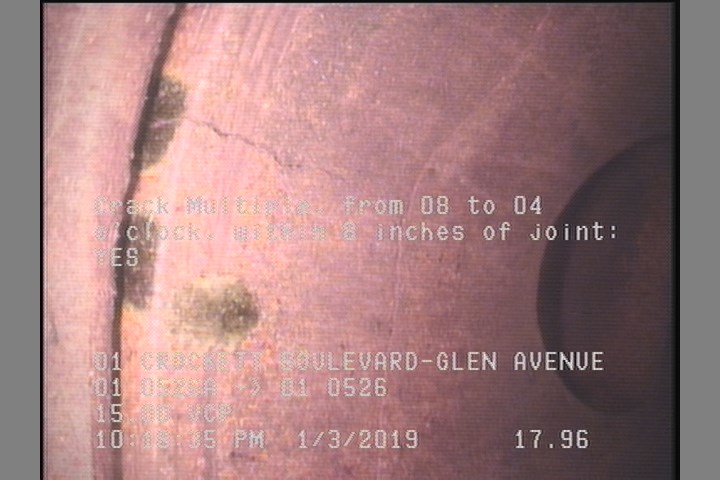 Crack Multiple, from 08 to 04 o'clock, within 8 inches of joint: YES