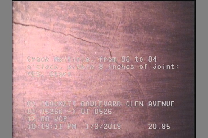 Crack Multiple, from 08 to 04 o'clock, within 8 inches of joint: YES, Start