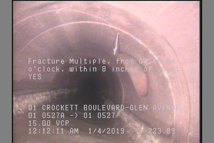 Fracture Multiple, from 08 to 04 o'clock, within 8 inches of joint: YES