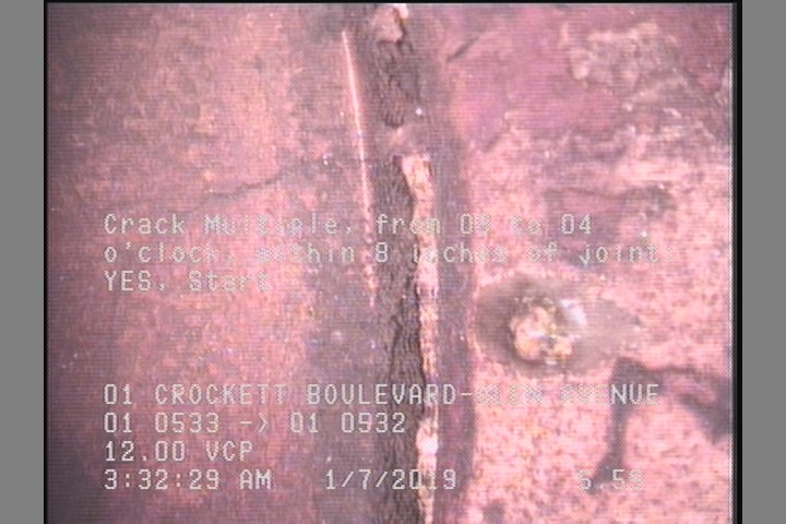 Crack Multiple, from 08 to 04 o'clock, within 8 inches of joint: YES, Start
