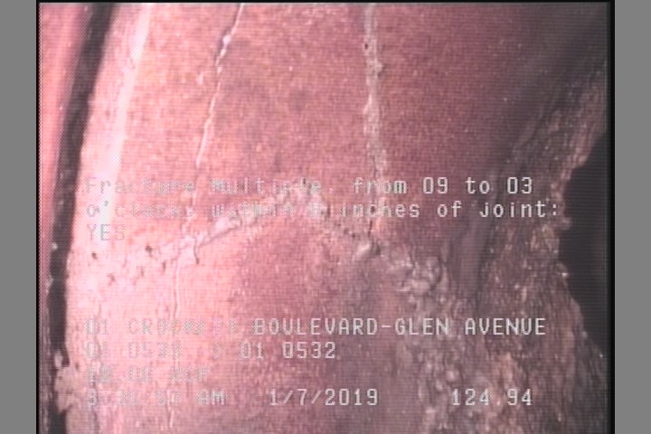 Fracture Multiple, from 09 to 03 o'clock, within 8 inches of joint: YES