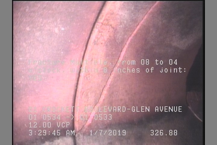 Fracture Multiple, from 08 to 04 o'clock, within 8 inches of joint: YES