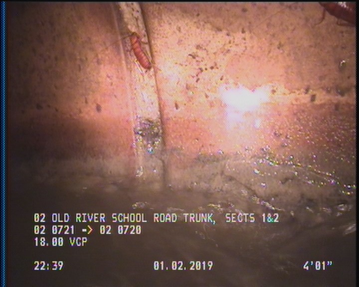 Deposits Attached Grease, 5 %of cross sectional area, from 04 to 08 o'clock, , within 8 inches of joint: YES, Start
