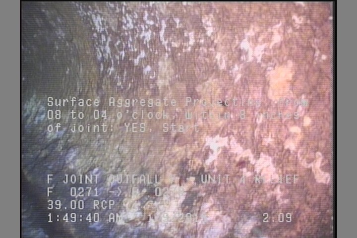 Surface Aggregate Projecting, from 08 to 04 o'clock, within 8 inches of joint: YES, Start