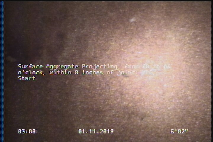 Surface Aggregate Projecting, from 08 to 04 o'clock, within 8 inches of joint: YES, Start