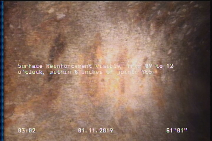 Surface Reinforcement Visible, from 09 to 12 o'clock, within 8 inches of joint: YES