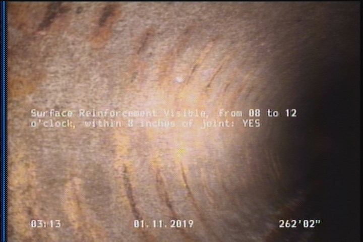 Surface Reinforcement Visible, from 08 to 12 o'clock, within 8 inches of joint: YES