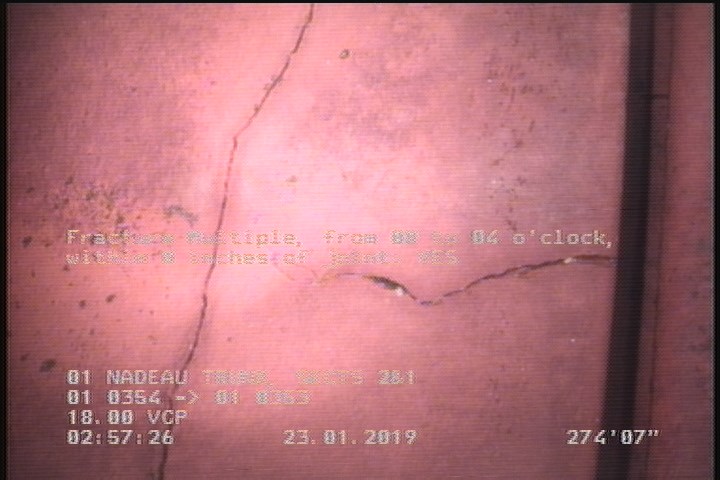 Fracture Multiple, from 08 to 04 o'clock, within 8 inches of joint: YES