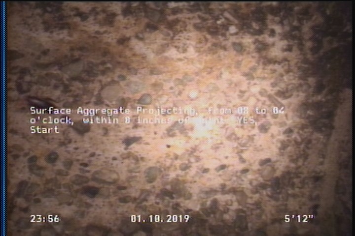 Surface Aggregate Projecting, from 08 to 04 o'clock, within 8 inches of joint: YES, Start
