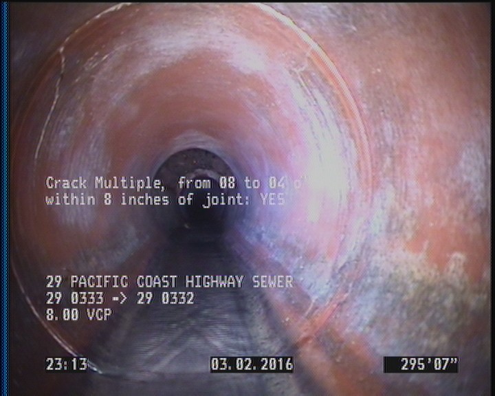 Crack Multiple, from 08 to 04 o'clock, within 8 inches of joint: YES
