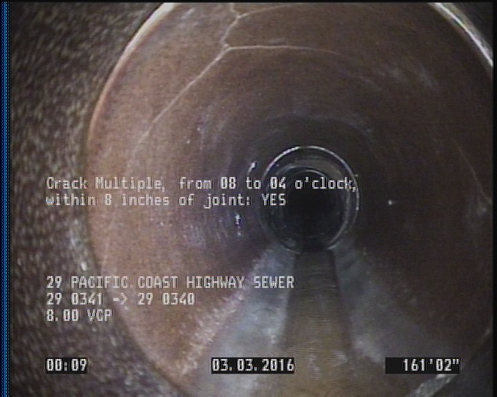 Crack Multiple, from 08 to 04 o'clock, within 8 inches of joint: YES