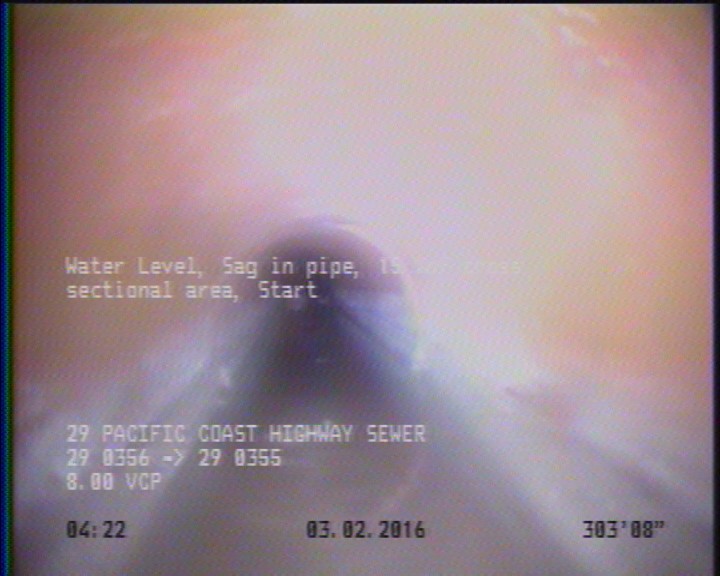 Water Level, Sag in pipe, 15 %of cross sectional area, Start