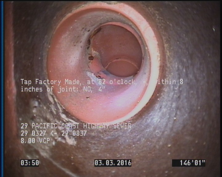 Tap Factory Made, at 02 o'clock, -, within 8 inches of joint: NO, 4"