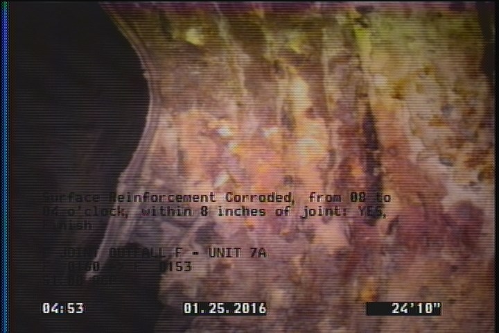 Surface Reinforcement Corroded, from 08 to 04 o'clock, within 8 inches of joint: YES, Finish