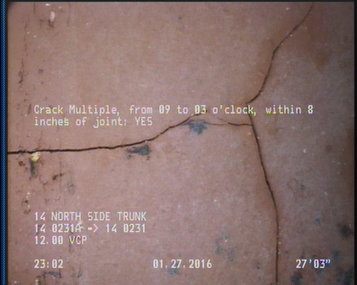 Crack Multiple, from 09 to 03 o'clock, within 8 inches of joint: YES