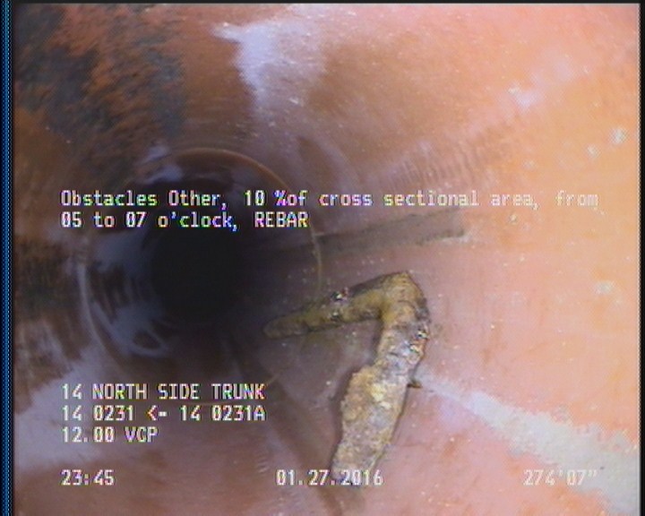 Obstacles Other, 10 %of cross sectional area, from 05 to 07 o'clock - REBAR