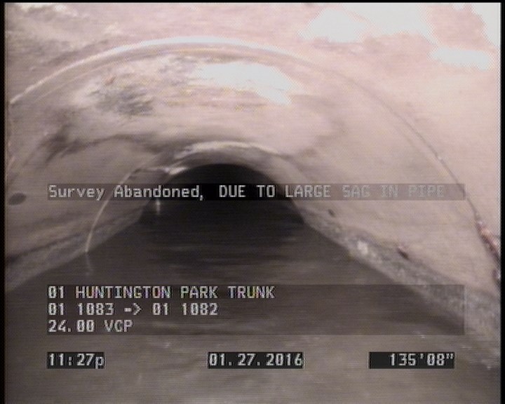 Survey Abandoned - DUE TO LARGE SAG IN PIPE