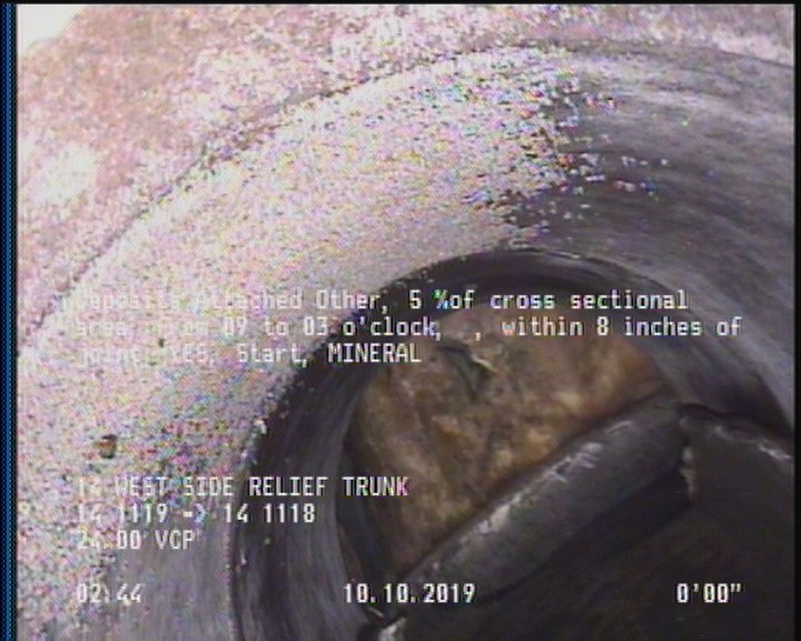 Deposits Attached Other, 5 %of cross sectional area, from 09 to 03 o'clock, , within 8 inches of joint: YES, Start - MINERAL