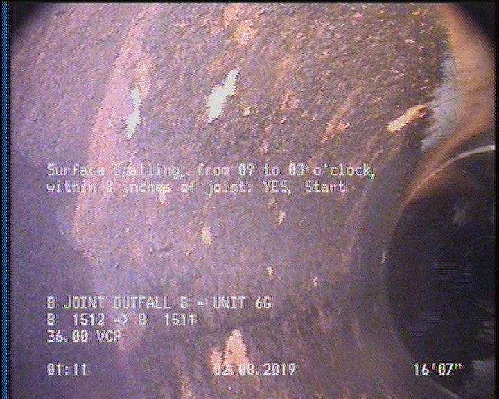 Surface Spalling, from 09 to 03 o'clock, within 8 inches of joint: YES, Start