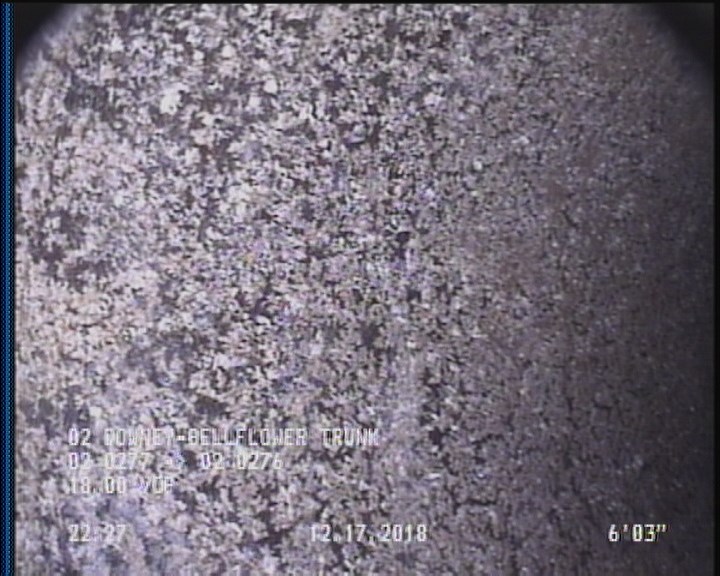 Deposits Attached Encrustation, 5 %of cross sectional area, from 09 to 03 o'clock, , within 8 inches of joint: YES, Start