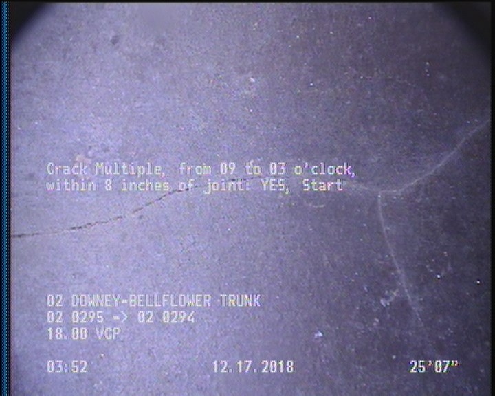Crack Multiple, from 09 to 03 o'clock, within 8 inches of joint: YES, Start