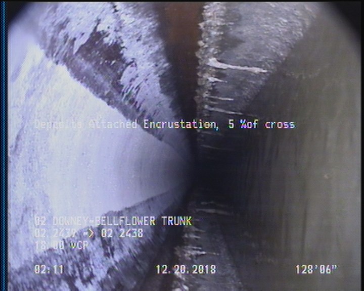 Deposits Attached Encrustation, 5 %of cross sectional area, from 11 to 01 o'clock, , within 8 inches of joint: YES, Start