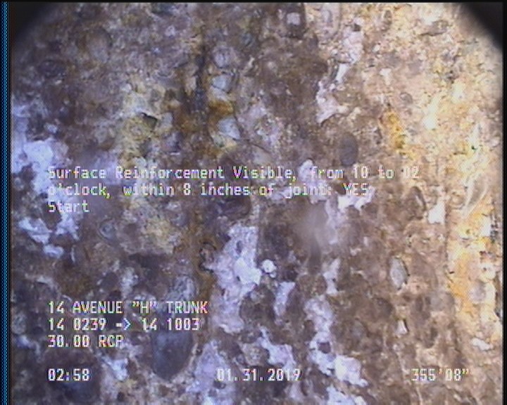 Surface Reinforcement Visible, from 10 to 02 o'clock, within 8 inches of joint: YES, Start