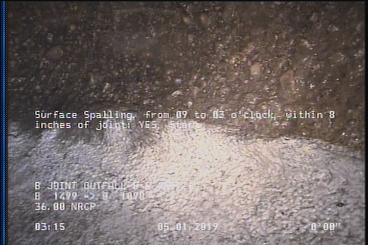 Surface Spalling, from 09 to 03 o'clock, within 8 inches of joint: YES, Start