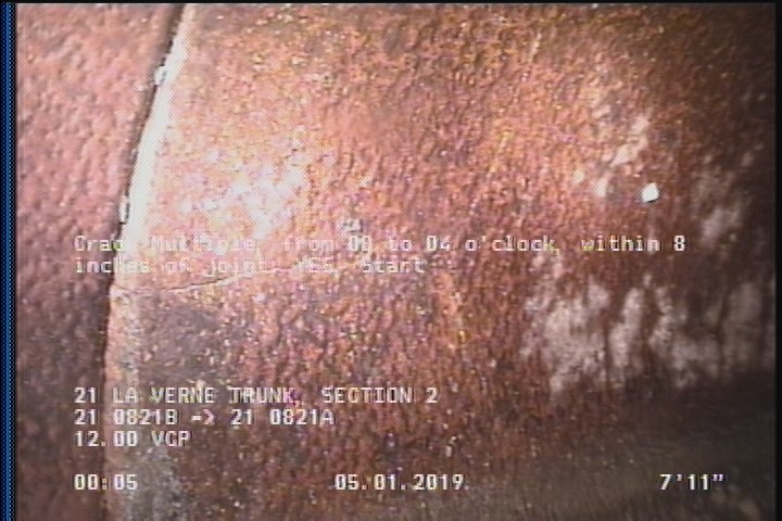Crack Multiple, from 08 to 04 o'clock, within 8 inches of joint: YES, Start