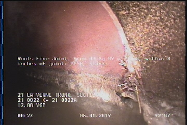 Roots Fine Joint, from 03 to 09 o'clock, within 8 inches of joint: YESR, Start