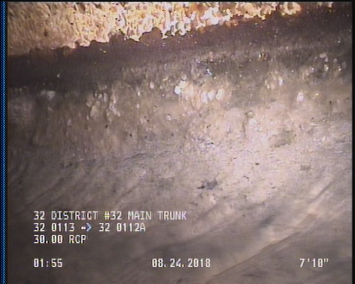 Deposits Attached Grease, 5 %of cross sectional area, from 05 to 07 o'clock, , within 8 inches of joint: YES, Start