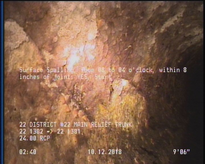 Surface Spalling, from 08 to 04 o'clock, within 8 inches of joint: YES, Start