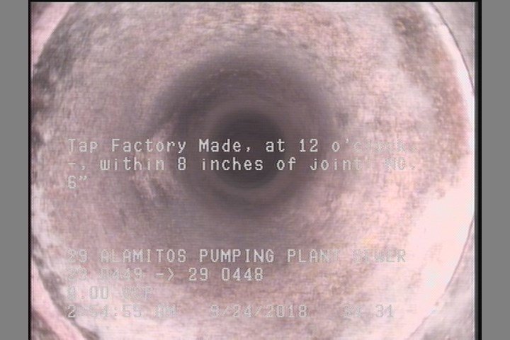 Tap Factory Made, at 12 o'clock, -, within 8 inches of joint: NO, 6"