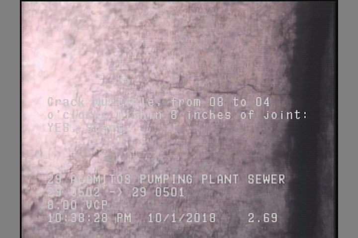 Crack Multiple, from 08 to 04 o'clock, within 8 inches of joint: YES, Start