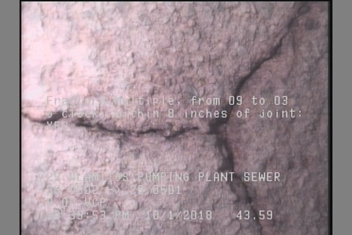 Fracture Multiple, from 09 to 03 o'clock, within 8 inches of joint: YES
