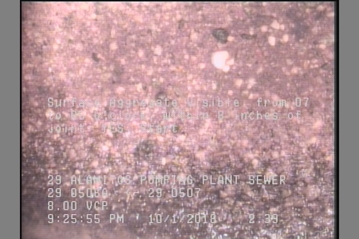 Surface Aggregate Visible, from 07 to 05 o'clock, within 8 inches of joint: YES, Start
