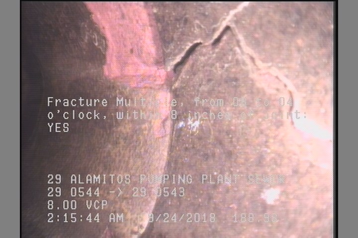 Fracture Multiple, from 08 to 04 o'clock, within 8 inches of joint: YES