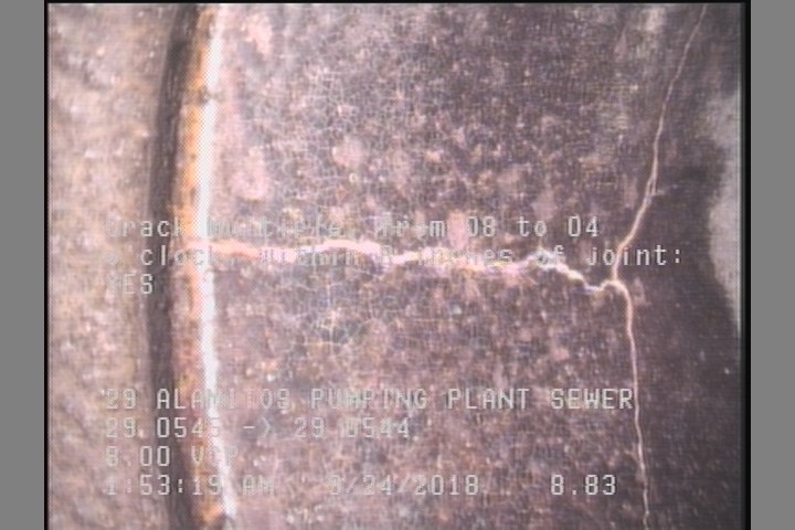 Crack Multiple, from 08 to 04 o'clock, within 8 inches of joint: YES