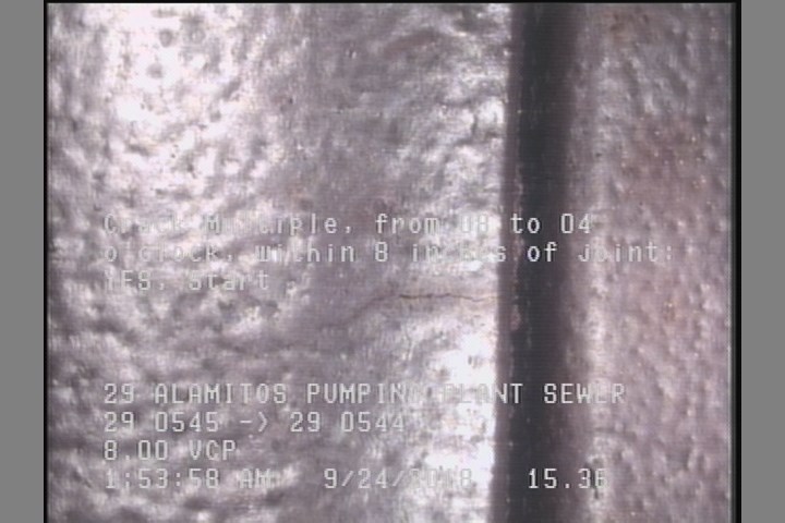 Crack Multiple, from 08 to 04 o'clock, within 8 inches of joint: YES, Start