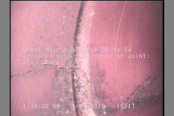 Crack Multiple, from 08 to 04 o'clock, within 8 inches of joint: YES, Start