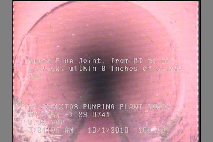 Roots Fine Joint, from 07 to 05 o'clock, within 8 inches of joint: YES
