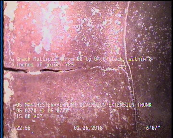 Crack Multiple, from 08 to 04 o'clock, within 8 inches of joint: YES