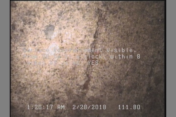 Surface Reinforcement Visible, from 08 to 11 o'clock, within 8 inches of joint: YES