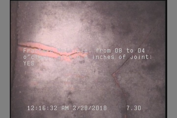 Fracture Multiple, from 08 to 04 o'clock, within 8 inches of joint: YES