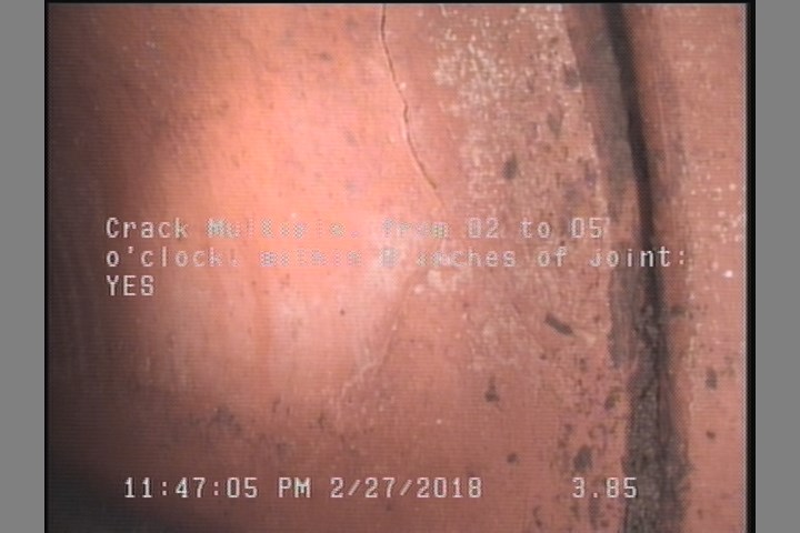 Crack Multiple, from 02 to 05 o'clock, within 8 inches of joint: YES